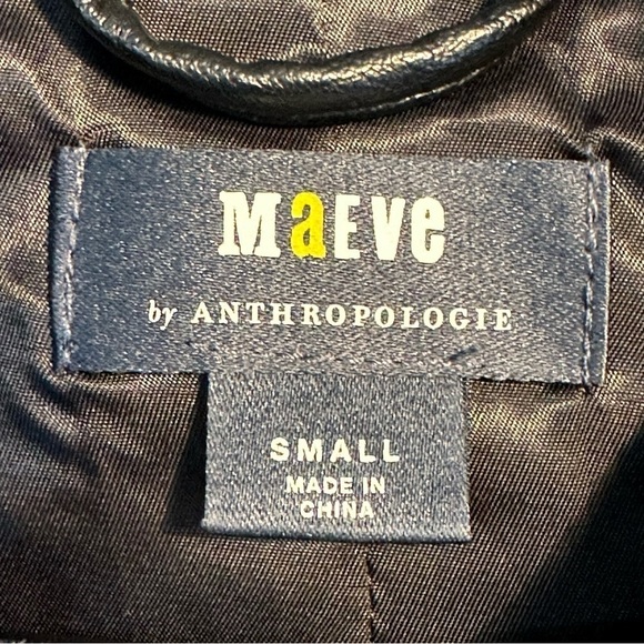 Anthropologie Maeve Cropped Colorblock Bike Jacket Black White Vegan Leather - Picture 8 of 11